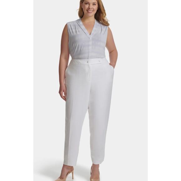 Calvin Klein Pants - Calvin Klein Linen Tapered Ankle Dress Pants | Women Plus 24W, White NEW $109
